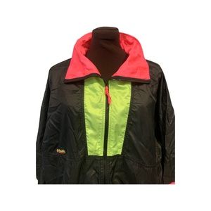 Columbia Jacket - Vintage Neon Radial Sleeve Zip Up Windbreaker